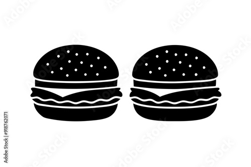 
Burger silhouette vector, Hamburger icon 