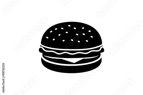 Hamburger vector silhouette, burger icon vector, Fast food silhouette vector illustration


