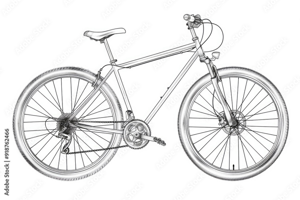 Fototapeta premium A simple illustration of a bicycle on a clean white background, ideal for use in presentations, reports, or marketing materials