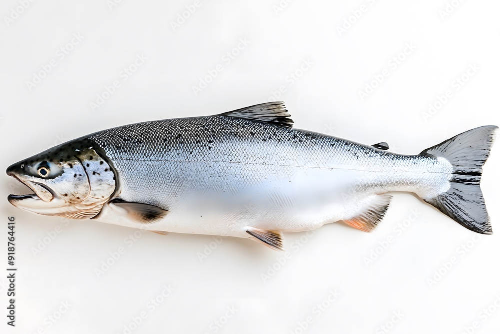 Obraz premium Fresh Salmon on White Background.