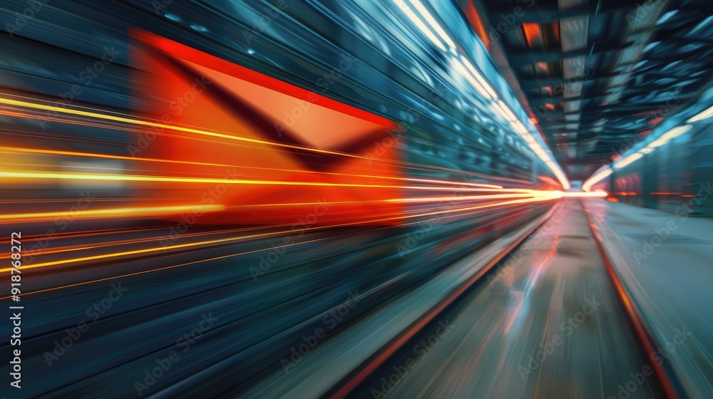 Abstract Motion Blur in a Tunnel with Red and Yellow Lights Abstract Motion Blur in a Tunnel with Red and Yellow Lights