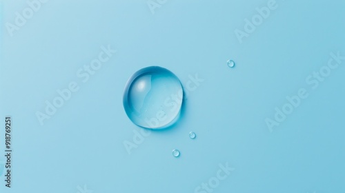 Wallpaper Mural A clear drop of water sits on a blue background Torontodigital.ca