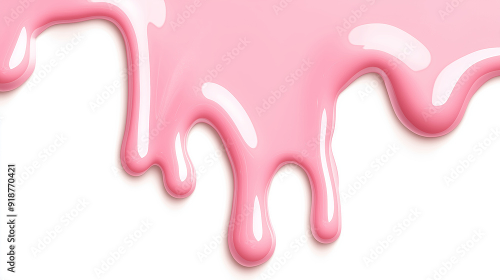 A close-up of pink paint dripping on a white surface creating a glossy effect. A close-up of pink paint dripping on a white surface creating a glossy effect.