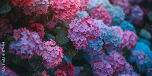 Colorful Hydrangea Flowers background