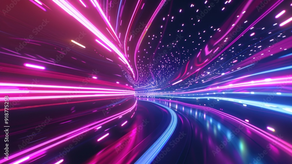 Obraz premium Neon Lights Tunnel Abstract
