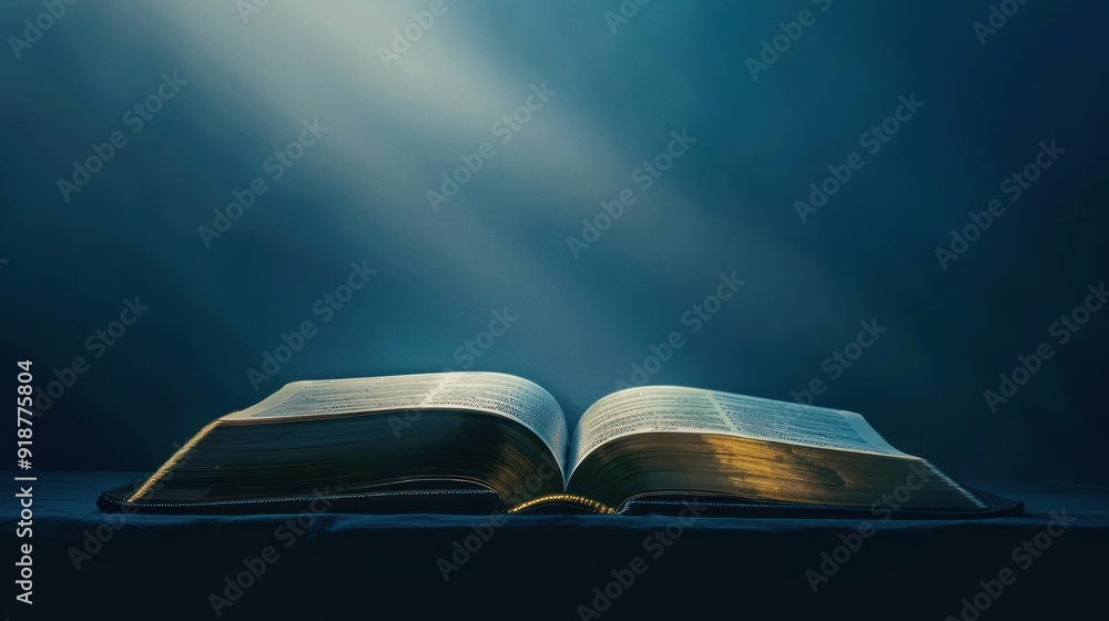 Open Bible Under a Spotlight Open Bible Under a Spotlight