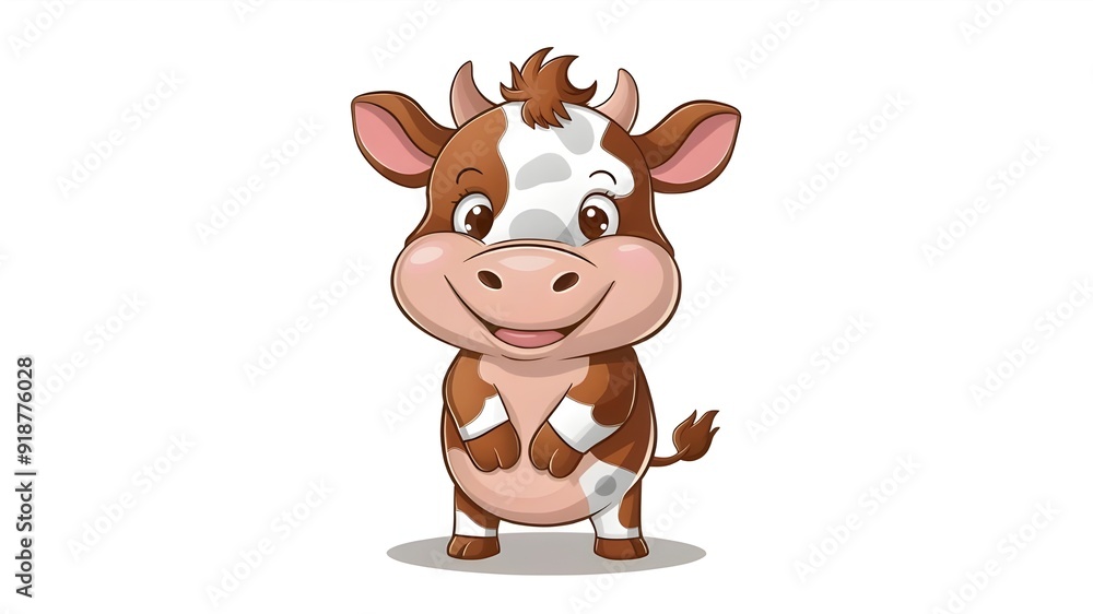 Illustration of a cartoon cow drawn by hand Illustration of a cartoon cow drawn by hand