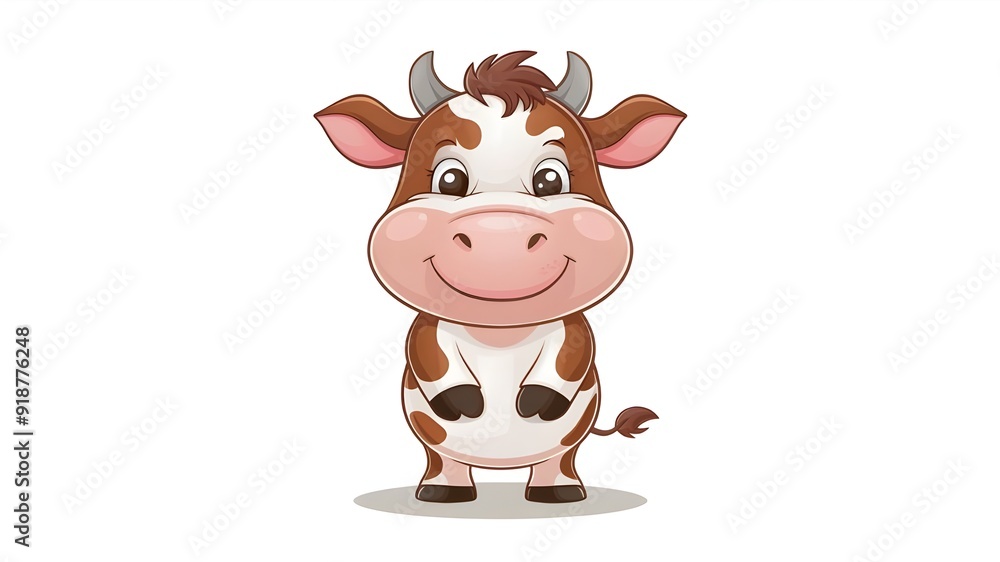 Illustration of a cartoon cow drawn by hand Illustration of a cartoon cow drawn by hand