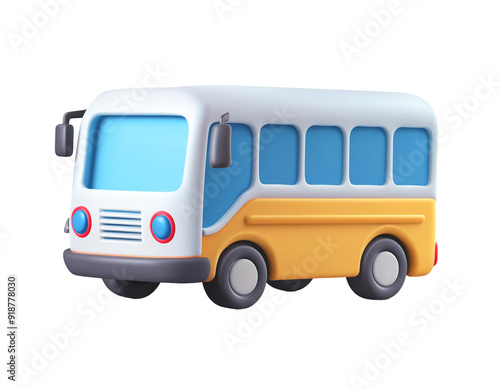 3d render of cute school bus