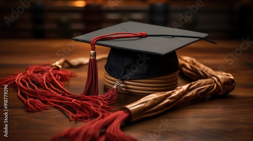 graduation cap and diploma HD 8K wallpaper Stock Photographic Image  
