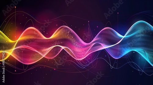 Abstract Colorful Waves with Glowing Lines