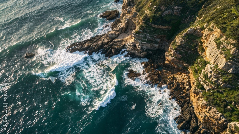 The ocean is rough and the waves are crashing against the rocks The ocean is rough and the waves are crashing against the rocks