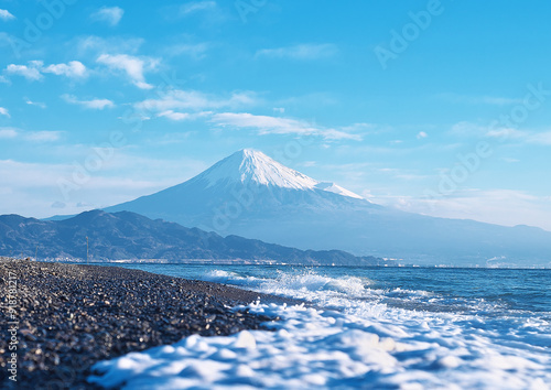 世界遺産　三保の松原から望む富士山