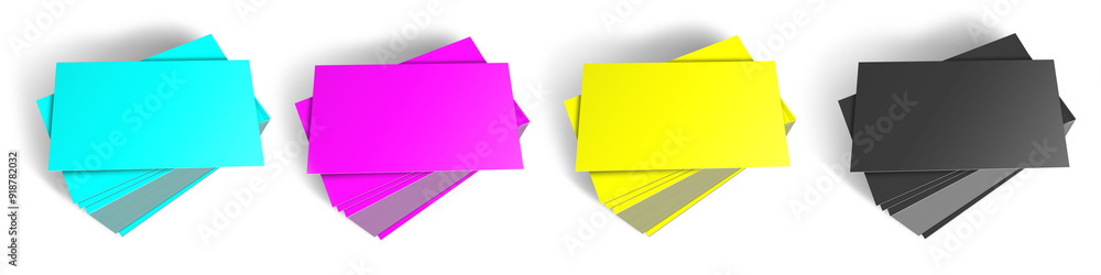 Three Business Cards template CMYK for presentation layouts and design. 3D rendering. Three Business Cards template CMYK for presentation layouts and design. 3D rendering.