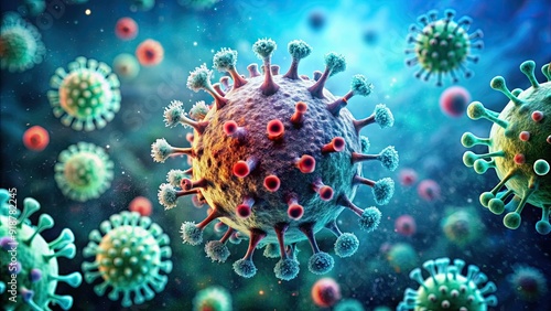 Close-up of virus cell under microscope, pandemic, coronavirus, COVID-19, respiratory, outbreak, infectious, health