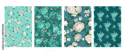 Seamless pattern with vintage roses for summer dress fabrics