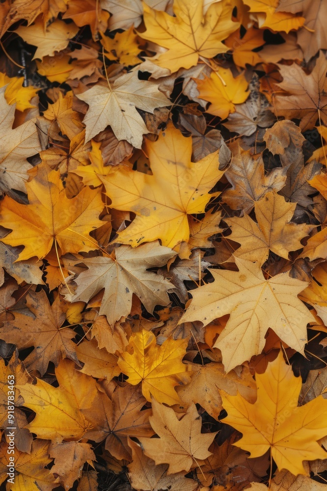 A pile of yellow and brown leaves scattered on the ground, perfect for autumn or nature-themed designs A pile of yellow and brown leaves scattered on the ground, perfect for autumn or nature-themed designs