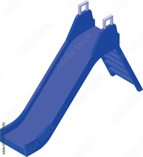 Blue playground slide for having fun outdoor, isometric view