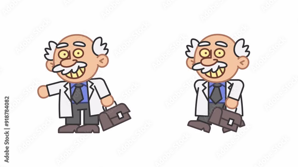 Professor waves hand and walks. Alpha channel Professor waves hand and walks. Alpha channel
