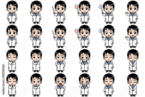 男性医師（白衣）のキャラクターセット