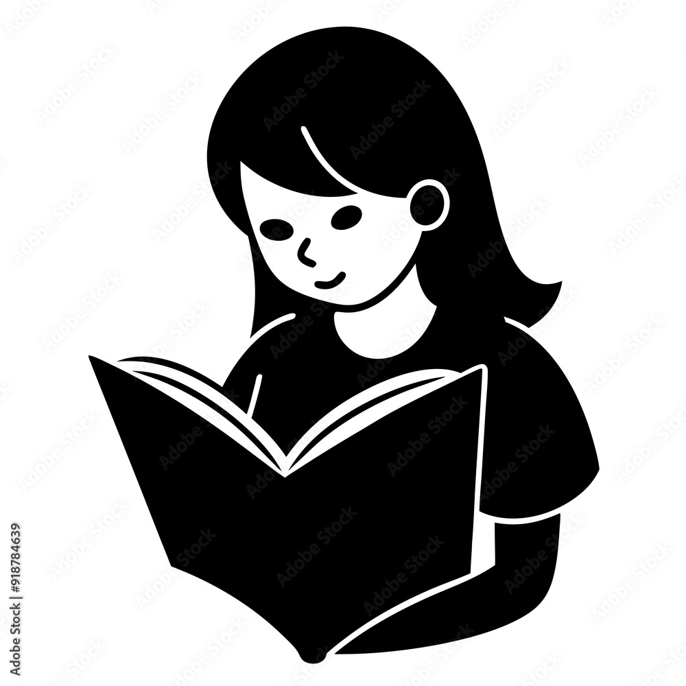 a child logo of a book page vector silhouette illustration a child logo of a book page vector silhouette illustration