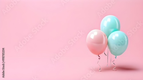 Balloons on pastel pink background. 3d rendering

