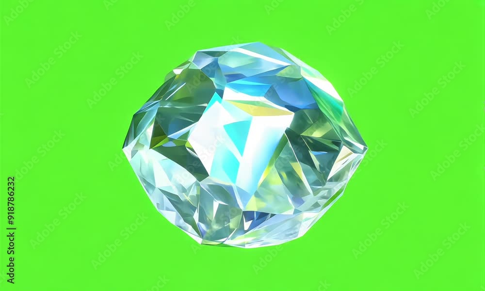 Brilliant diamond crystal with sparkling facets on a vibrant green chroma background, symbolizing luxury and wealth Brilliant diamond crystal with sparkling facets on a vibrant green chroma background, symbolizing luxury and wealth