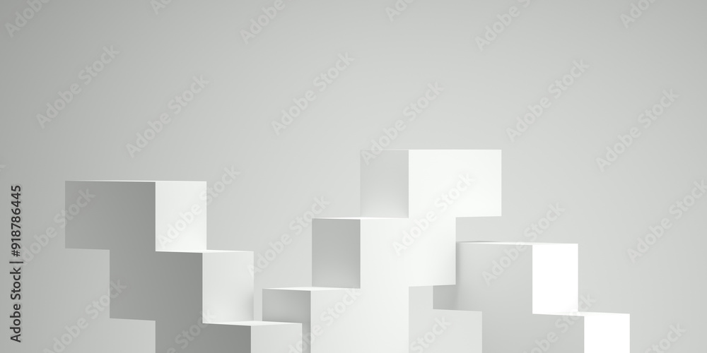 Modern 3D product pedestal, white background, 3D geometric box for product presentation, 3D rendering, illustration Modern 3D product pedestal, white background, 3D geometric box for product presentation, 3D rendering, illustration
