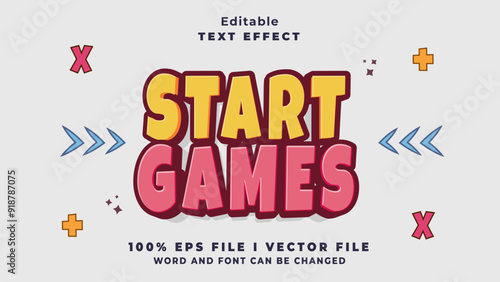 editable start games text effect.typhography logo