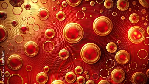 Close up of a red and gold abstract background with circles, red, gold, abstract, background, design, circles, pattern