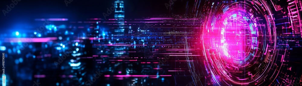 A vibrant digital landscape featuring bright patterns and futuristic elements in shades of blue and pink. A vibrant digital landscape featuring bright patterns and futuristic elements in shades of blue and pink.