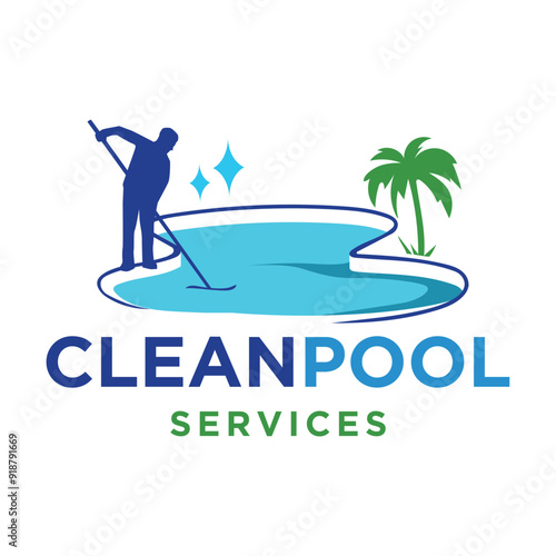 Pool Cleaning logo design template. Swimming Pool Maintenance Business Logo.