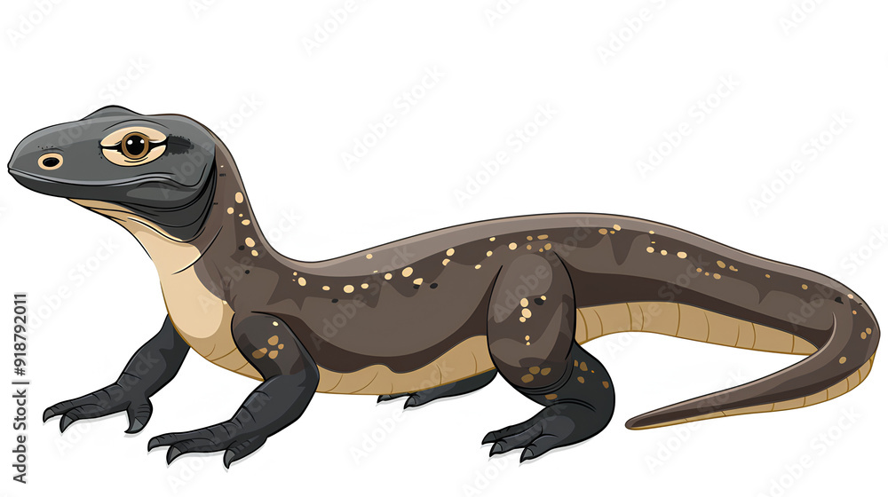Obraz premium Komodo cartoon with plain color background
