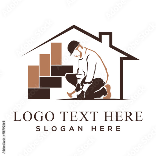 Flooring logo design template. Flooring handyman business logo.