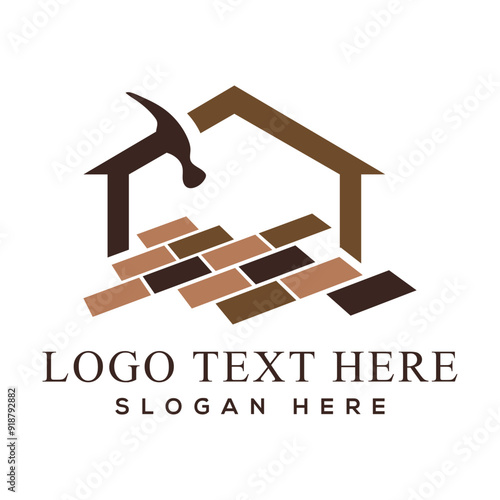Flooring logo design template. Flooring handyman business logo.
