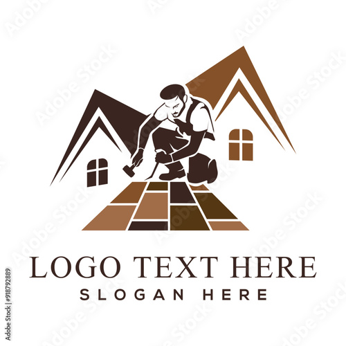 Flooring logo design template. Flooring handyman business logo.
