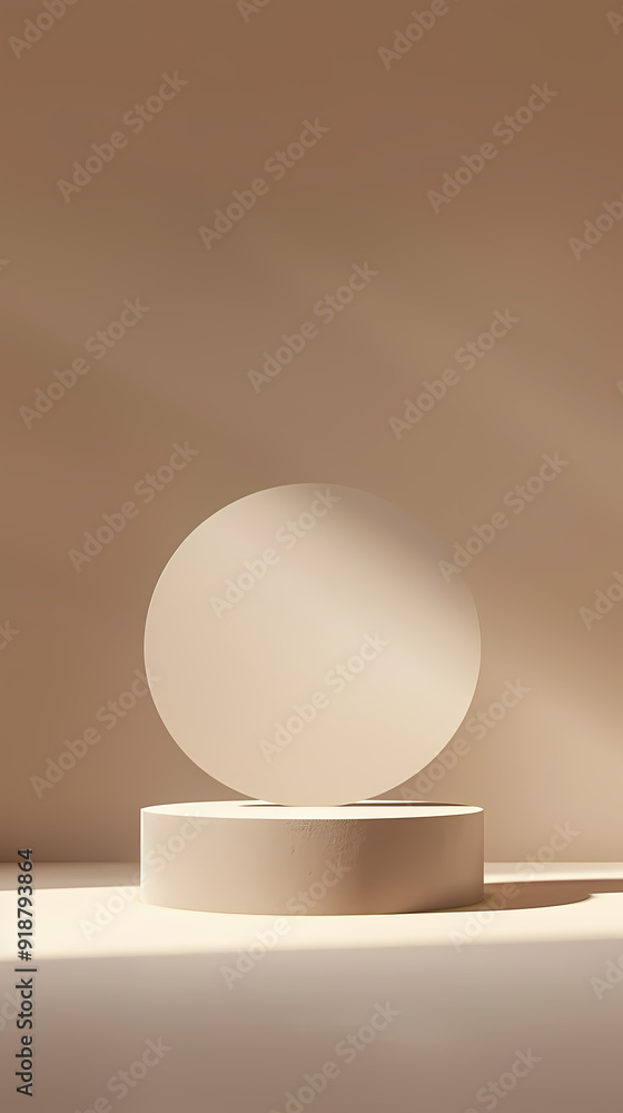 Round display stand on beige background Round display stand on beige background