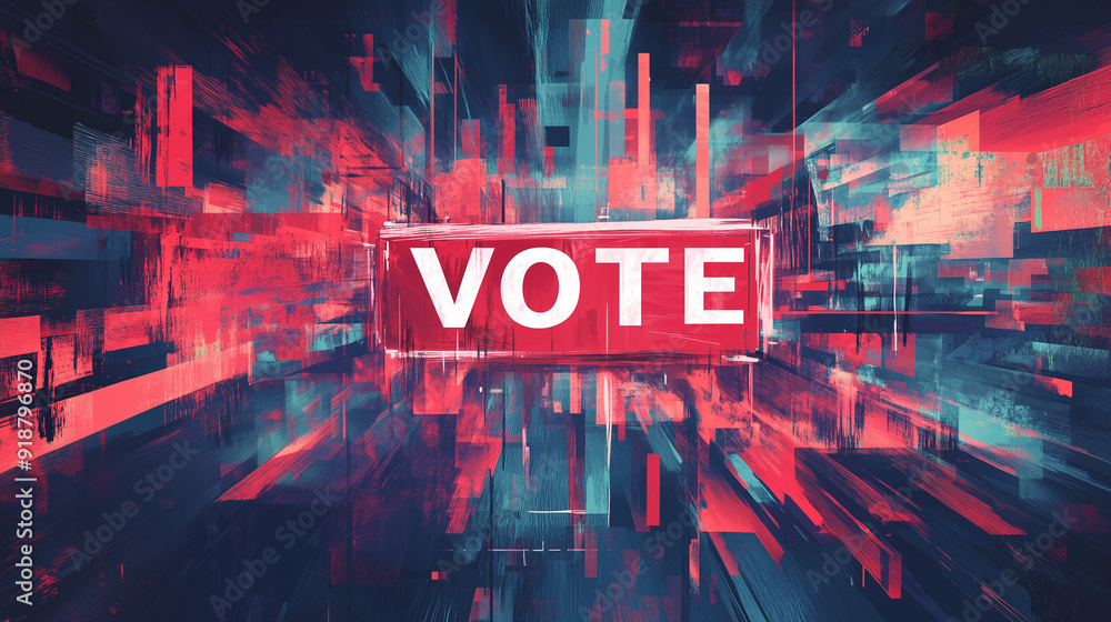 Artistic Representation of a Vote Button on an Abstract Background Artistic Representation of a Vote Button on an Abstract Background
