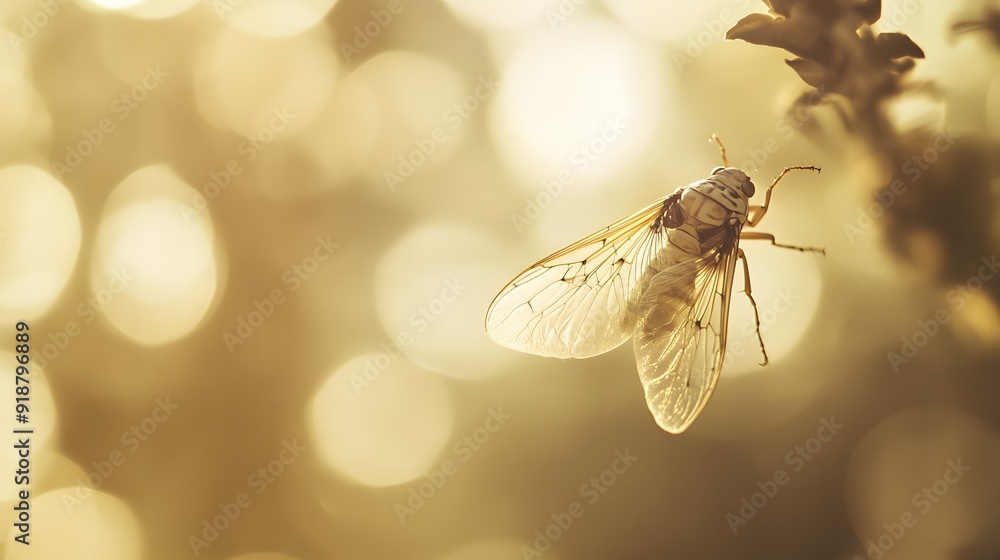 Ethereal cicada insect drifting peacefully in the air. Serene natural wonder. Ethereal cicada insect drifting peacefully in the air. Serene natural wonder.