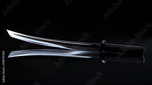 katana sword on black background