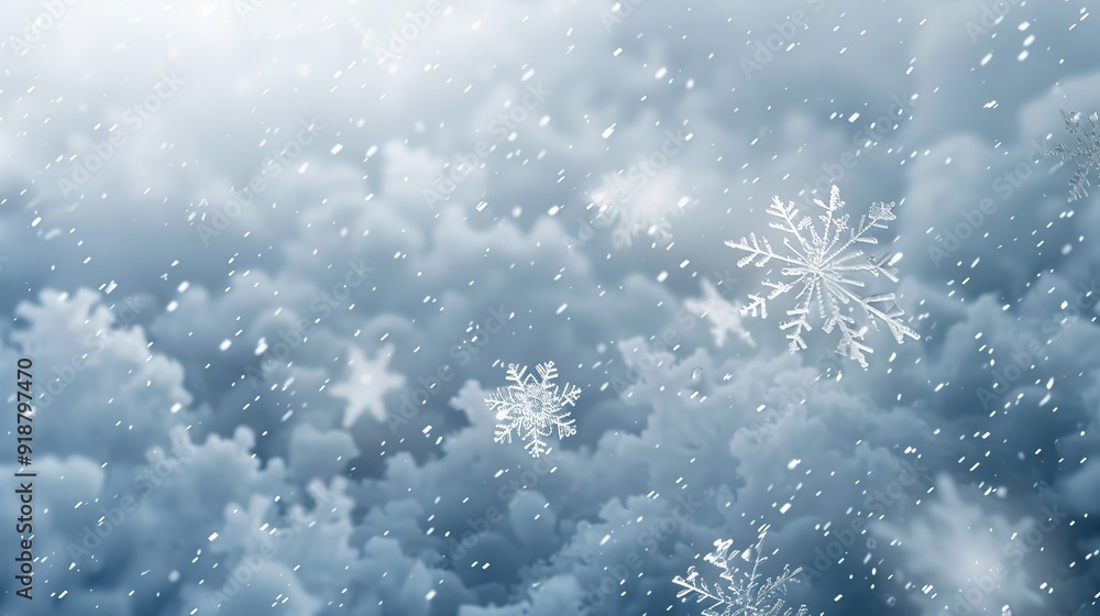 Snowflakes in focus with a blurred winter backdrop Snowflakes in focus with a blurred winter backdrop