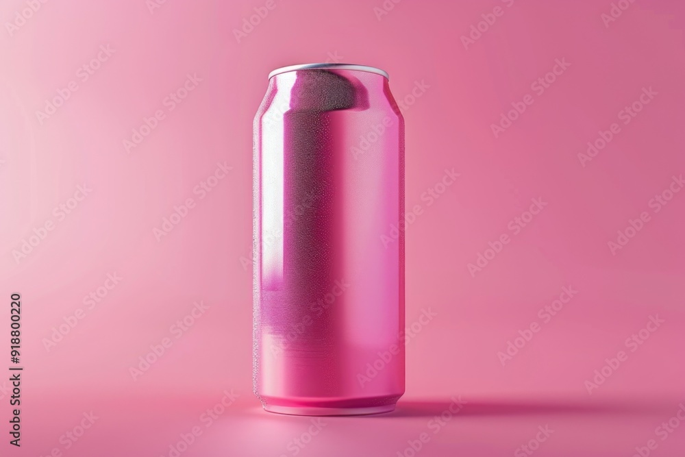 A can of pink soda on a bright pink background A can of pink soda on a bright pink background
