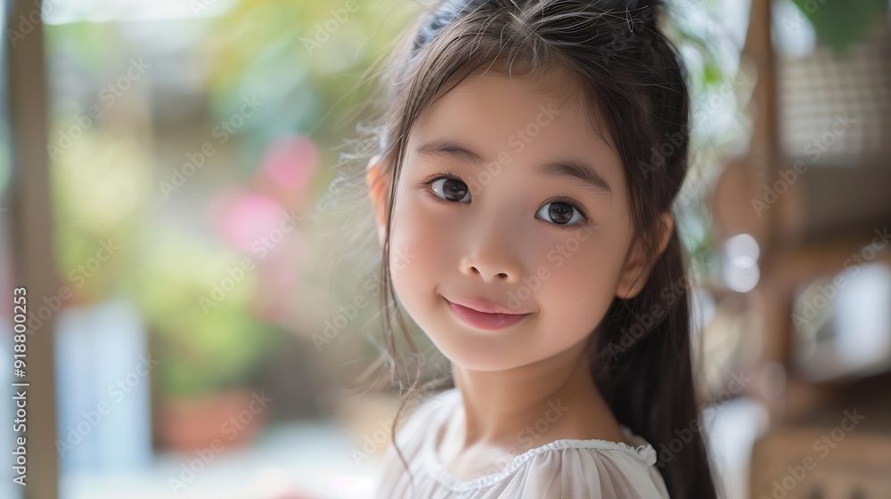 Portrait of beautiful young Asian girl at home : Generative AI Portrait of beautiful young Asian girl at home : Generative AI
