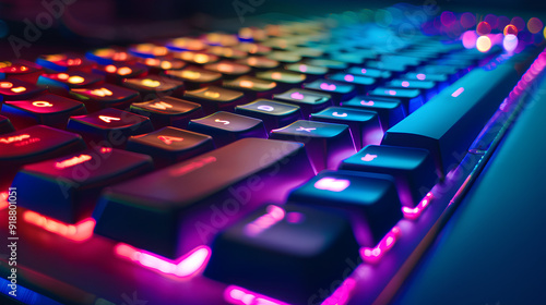 Wallpaper Mural pc keyboard with neon light Torontodigital.ca