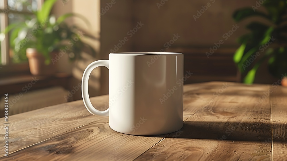 A ClosedUp Shot of A Blank Coffee Mug MockUp : Generative AI A ClosedUp Shot of A Blank Coffee Mug MockUp : Generative AI