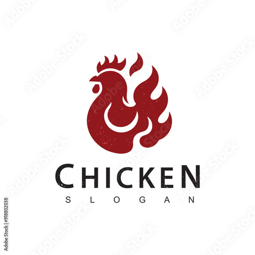 Hot Chicken logo, hot chicken symbol vector icon illustration, fast food restaurant icon