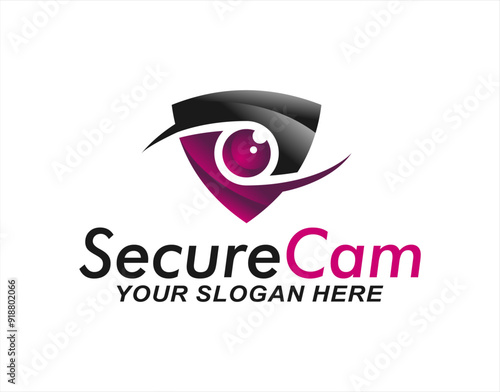 cctv spy camera logo icon symbol emblem modern template vector illustration design, security  home protection system