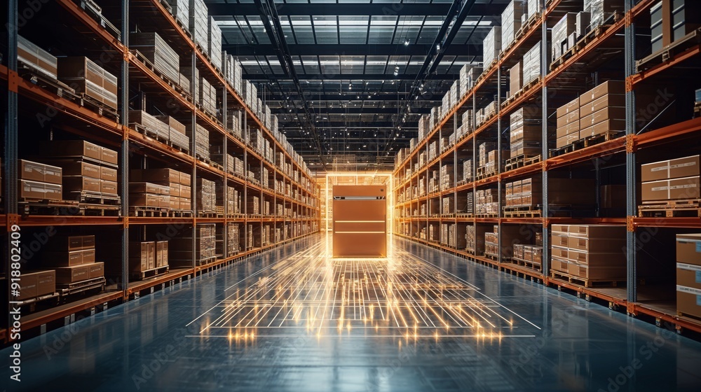 Futuristic Technology Retail Warehouse: Digitalization and Visualization of Industry 4.0 Process that Analyzes Goods Futuristic Technology Retail Warehouse: Digitalization and Visualization of Industry 4.0 Process that Analyzes Goods