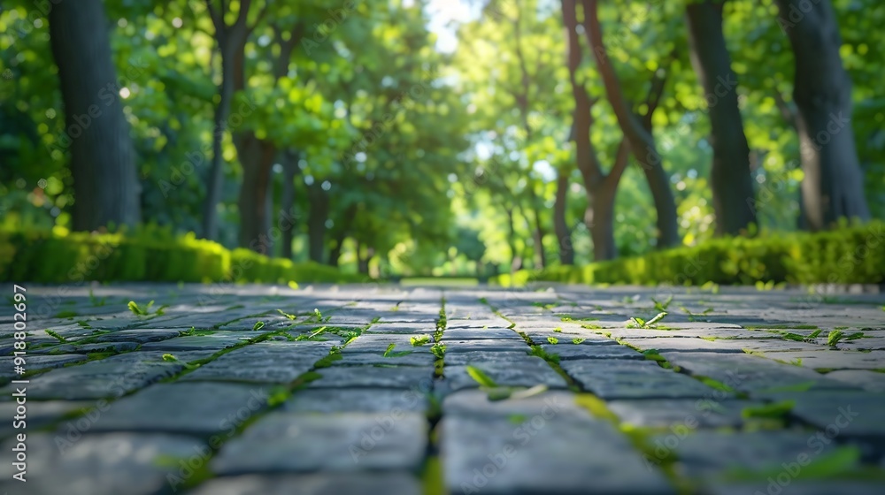 Empty square floor and green forest natural scenery in the city park : Generative AI Empty square floor and green forest natural scenery in the city park : Generative AI