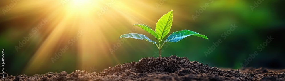 A sprouting plant emerging from rich soil, illuminated by warm sunlight, symbolizing growth and new beginnings. A sprouting plant emerging from rich soil, illuminated by warm sunlight, symbolizing growth and new beginnings.